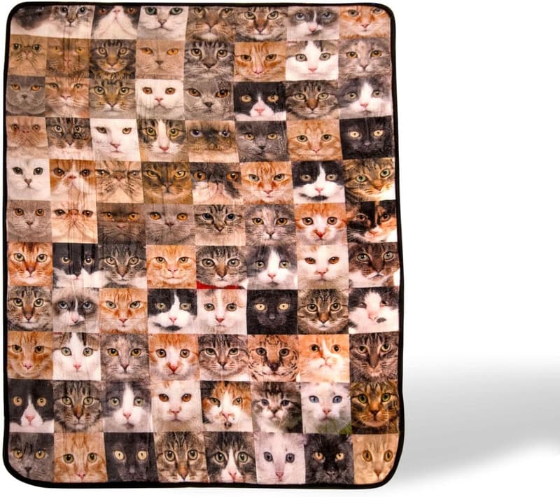 Cat Face Collage Fleece Blanket | 45x60 Inches