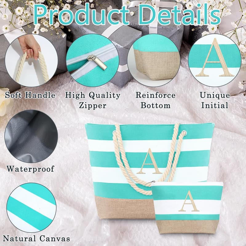 Women's Beach Tote - Waterproof Canvas Travel Bag