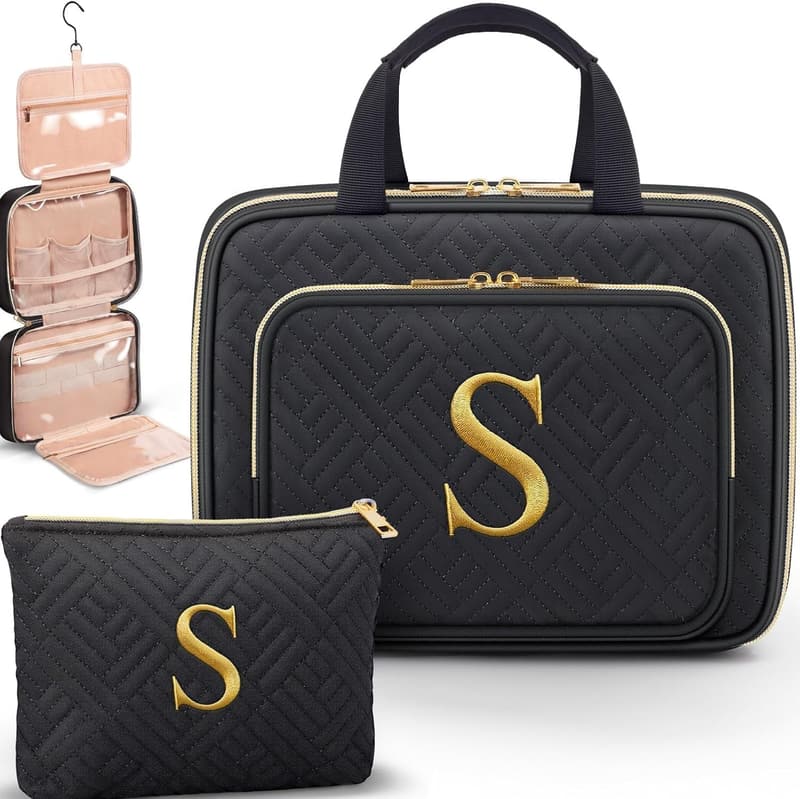 Personalized Initial Makeup Bag Organizer for Women