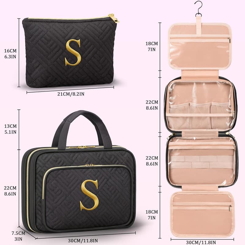 Personalized Initial Makeup Bag Organizer for Women