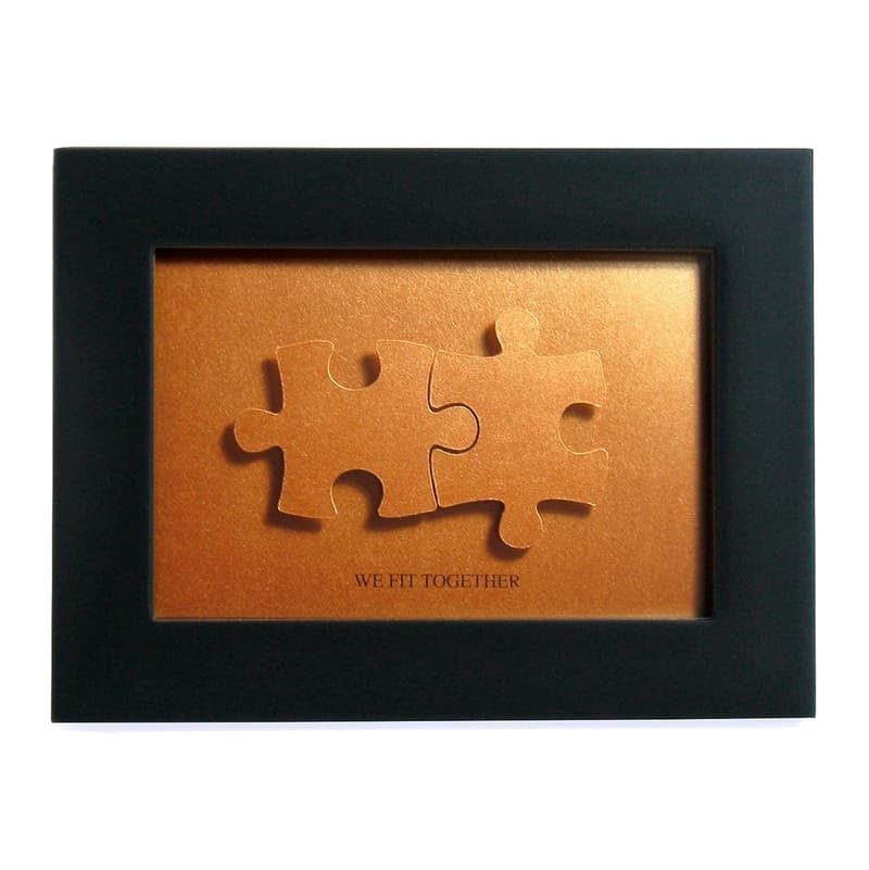 8th Anniversary Puzzle Cut Art - Custom Bronze Gift for Couples