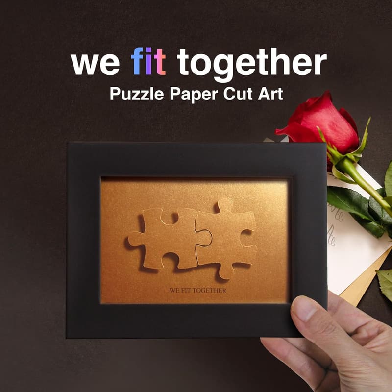 8th Anniversary Puzzle Cut Art - Custom Bronze Gift for Couples