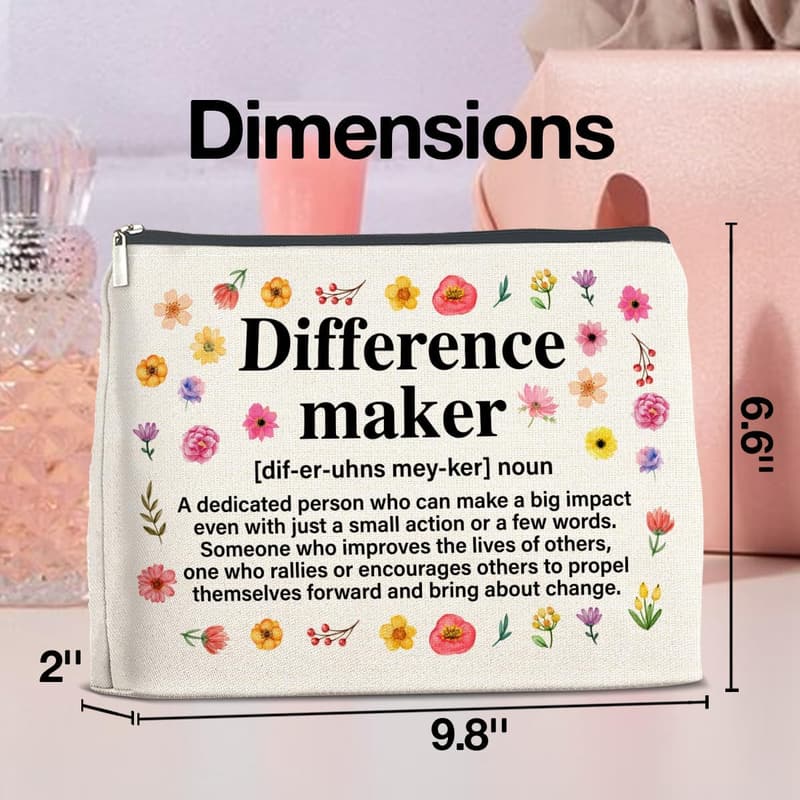 Thank You Makeup Bag for Women - Difference Maker Definition Pouch