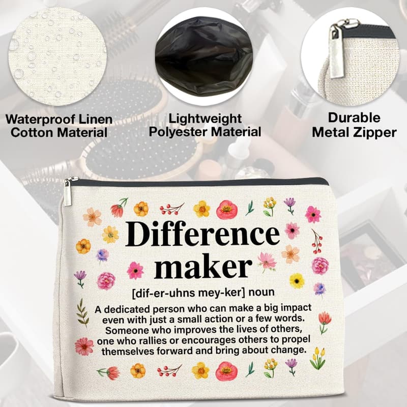 Thank You Makeup Bag for Women - Difference Maker Definition Pouch