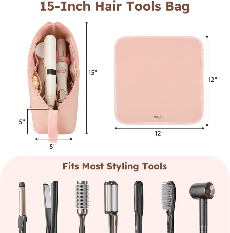 Mothers Day Gift: Pink Heat-Resistant Hair Tools Travel Bag