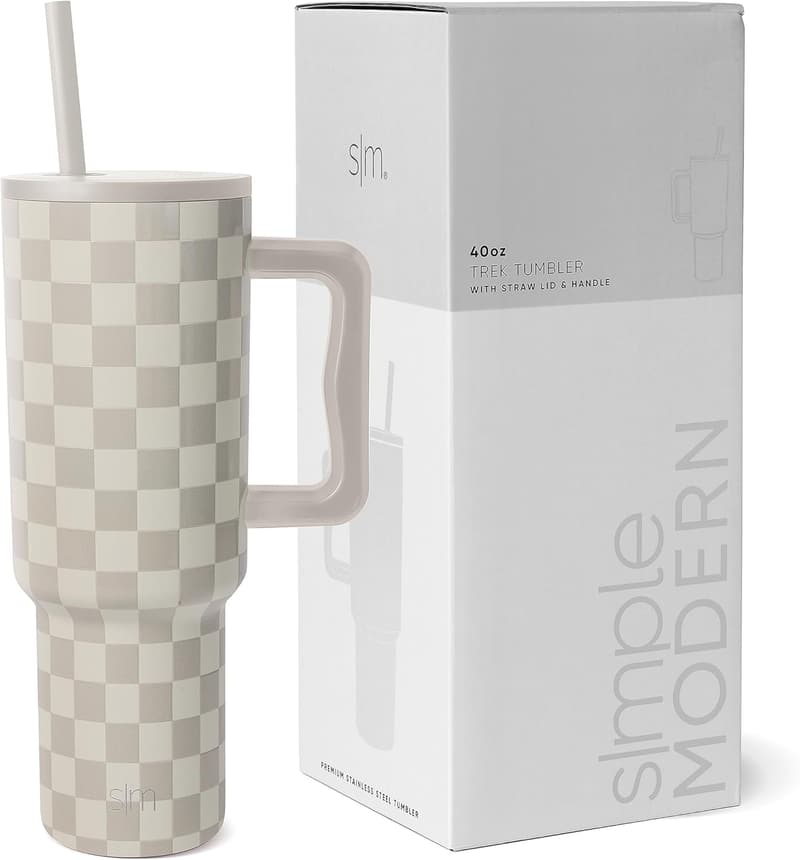 40 oz Insulated Stainless Steel Tumbler with Handle and Straw