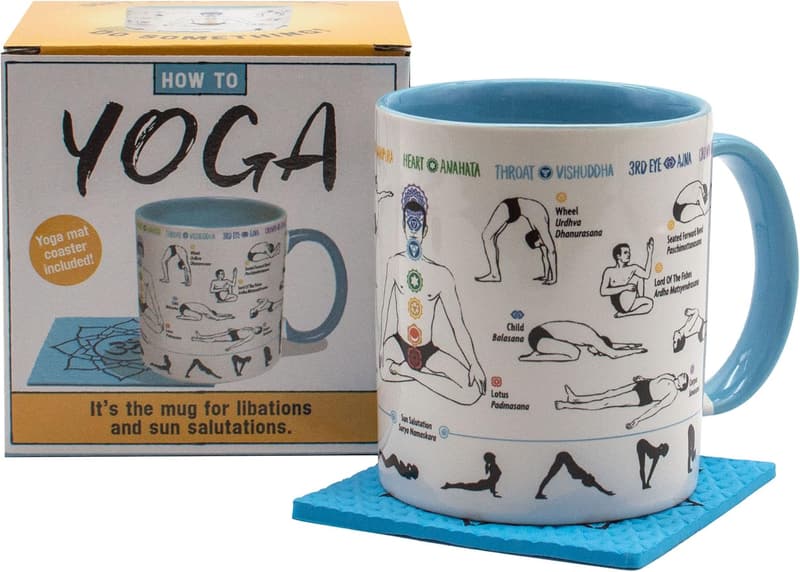Yoga Coffee Mug with Poses & Mat Coaster - Perfect Gift