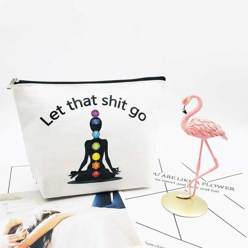 Yoga Instructor Makeup Bag - Let That Go Travel Pouch