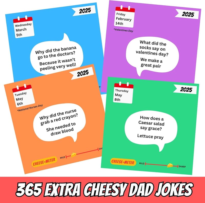 Funny Dad Joke Desk Calendar 2025 - Daily Whimsical Gag Gift