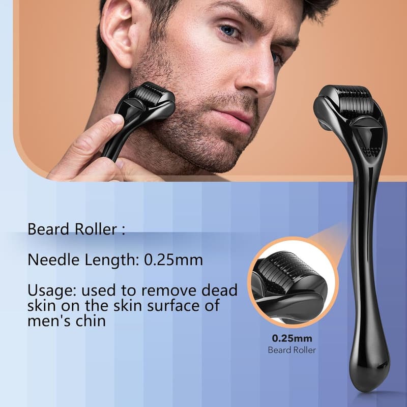 Beard Care Gift Set with Oil, Wash, Conditioner & Roller