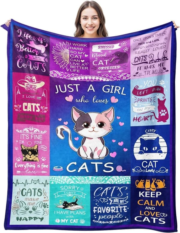 Cozy Flannel Throw Blanket for Cat Lovers - 50