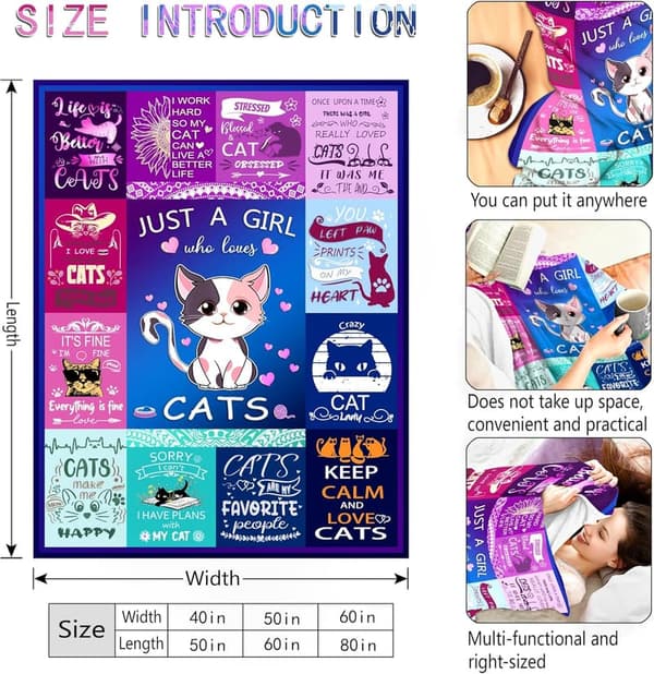 Cozy Flannel Throw Blanket for Cat Lovers - 50