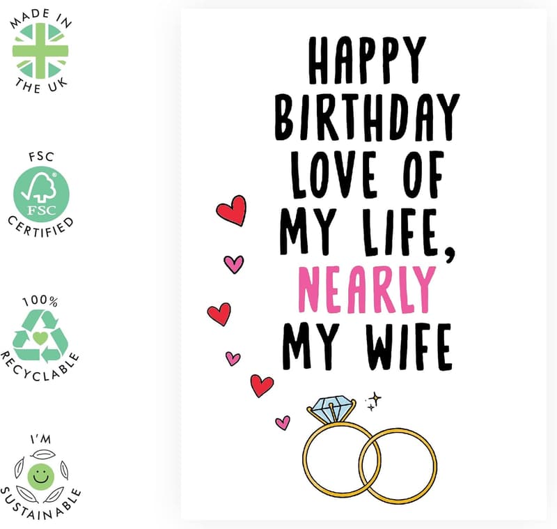 Fiancé Birthday Card with Stickers - For Her