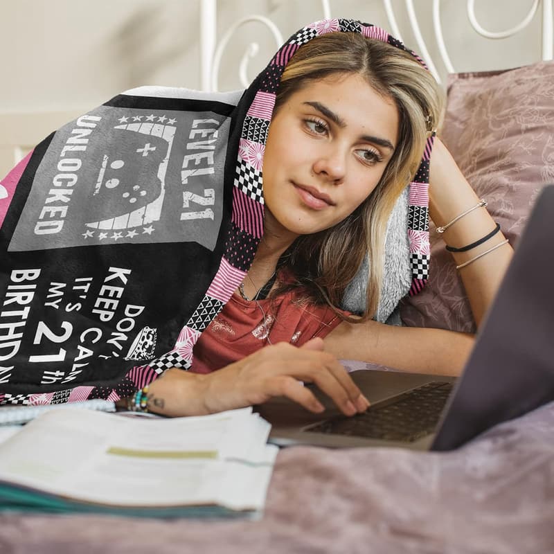 Happy 21st Birthday Cozy Blanket - 50