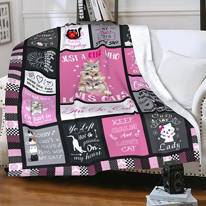Cat Throw Blanket for Girls & Women - Soft Flannel, 50