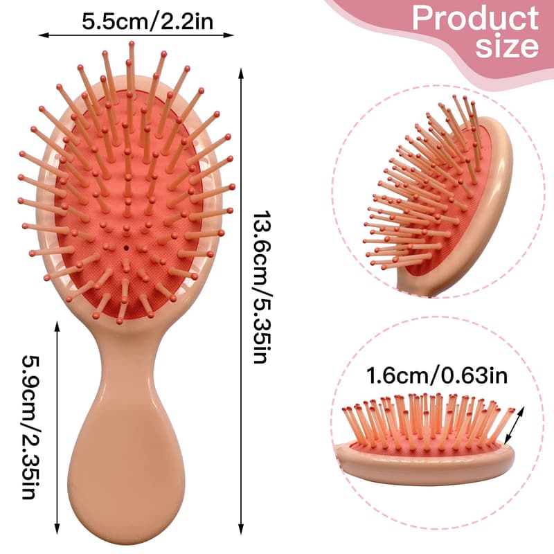 Travel Detangling Brush Set - 6 Mini Brushes for All Hair Types