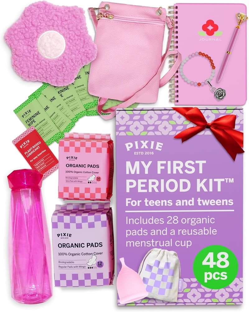 Organic First Period Kit for Girls 9-12 - Biodegradable Pads