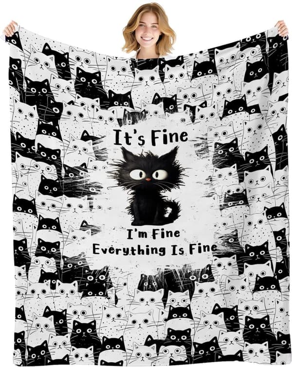 Black Cat Blanket for Cat Lovers - 50