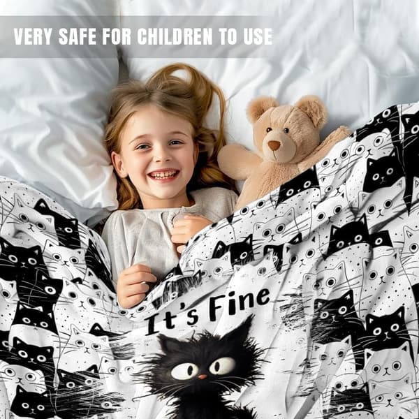 Black Cat Blanket for Cat Lovers - 50