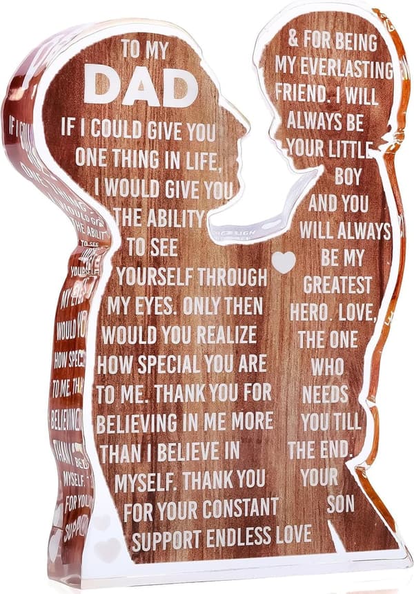Father's Day Heartfelt Acrylic Plaque – Unique Dad Desk Decor