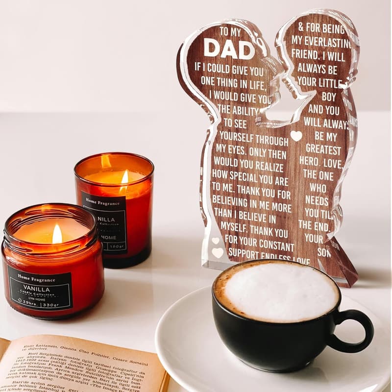 Father's Day Heartfelt Acrylic Plaque – Unique Dad Desk Decor