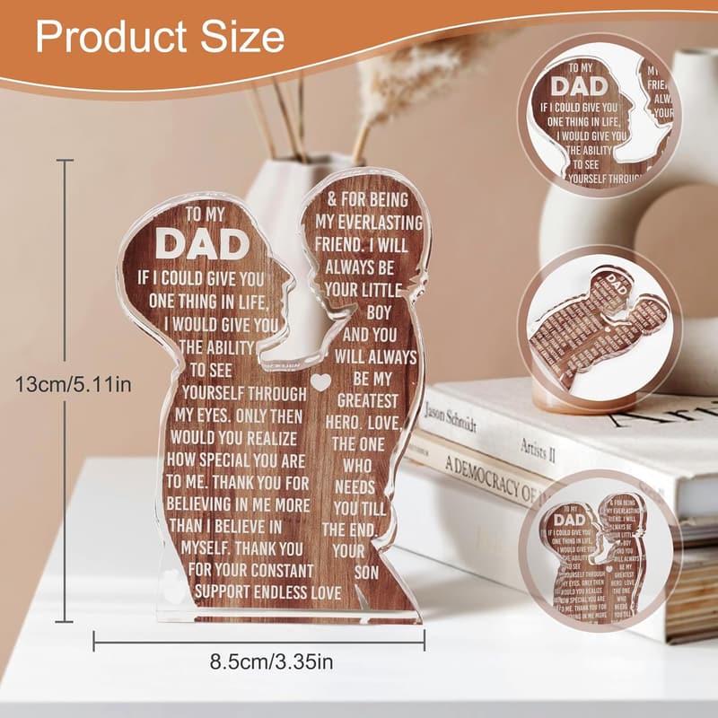 Father's Day Heartfelt Acrylic Plaque – Unique Dad Desk Decor