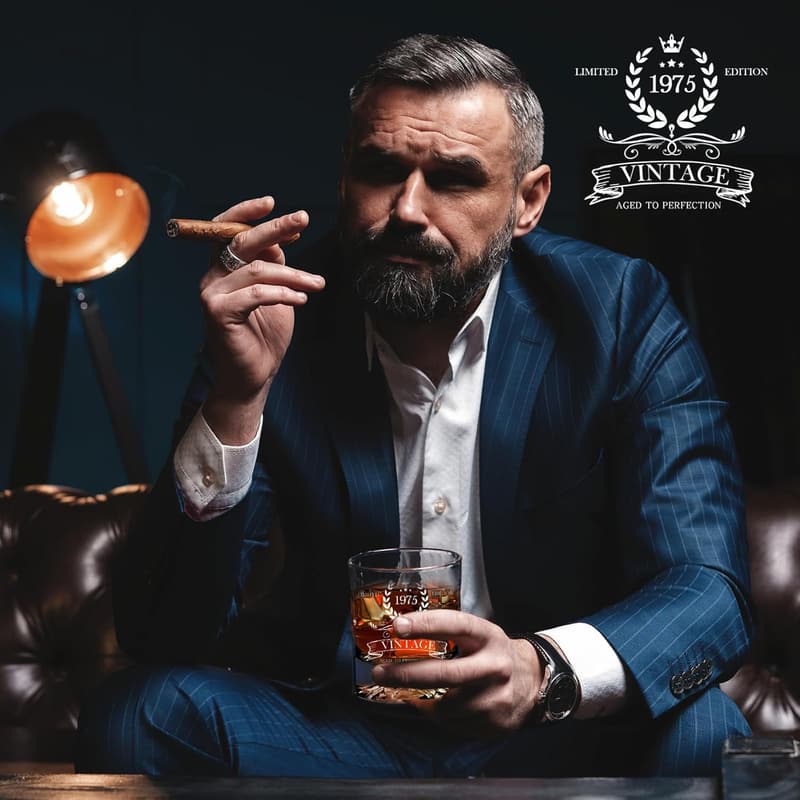 50th Birthday Vintage Whiskey Glass Gift for Him
