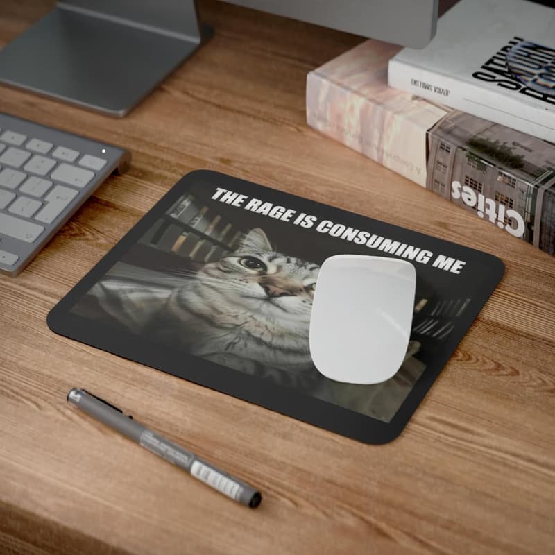 Funny Cat Meme Non-Slip Gaming Mouse Pad for Cat Lovers