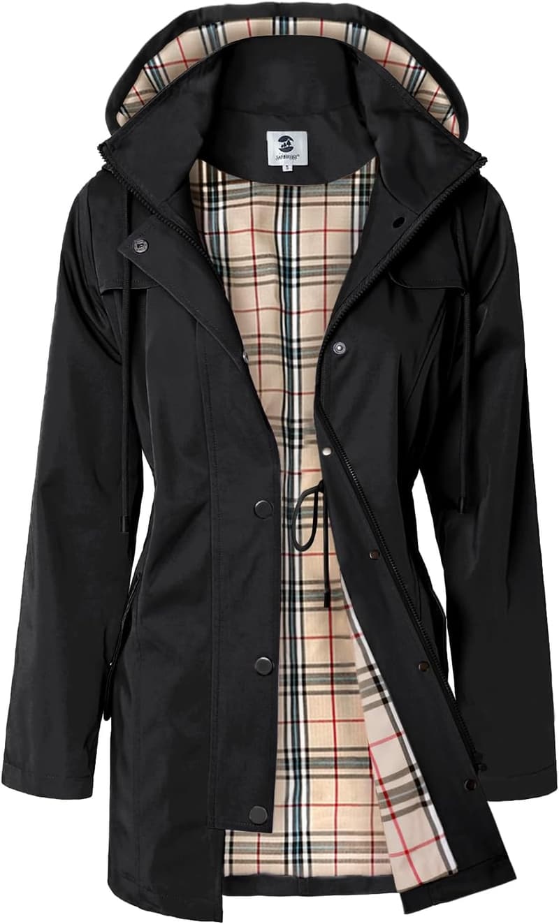 Women's Hooded Rain Jacket - Lightweight Windbreaker