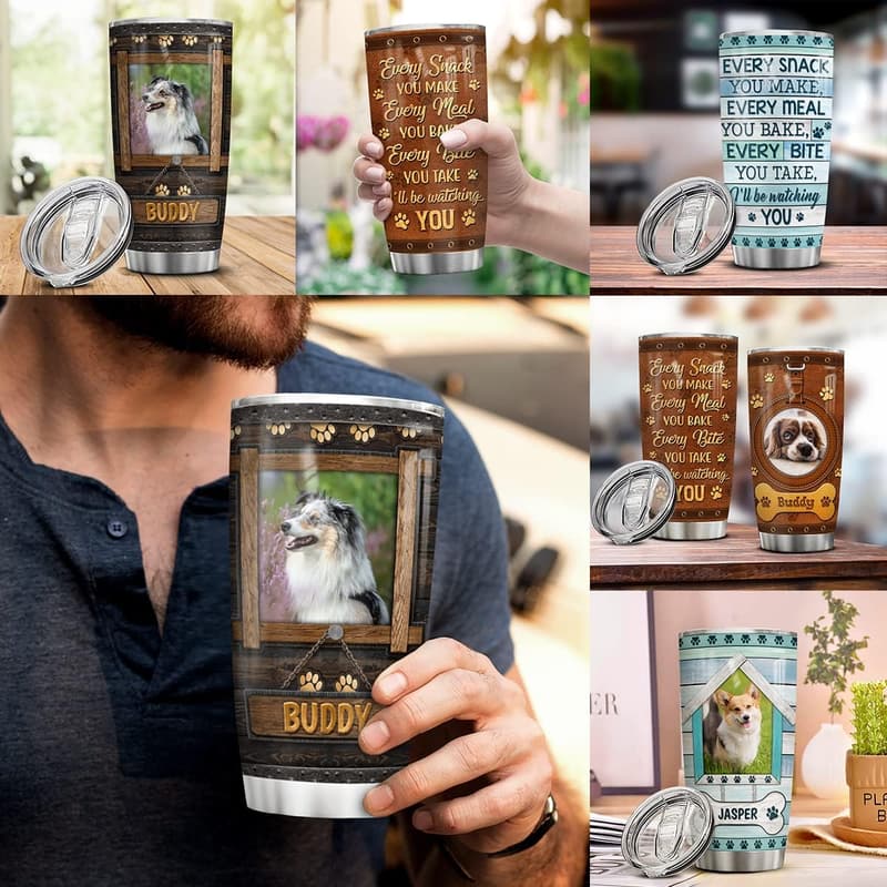 Personalized Dog Photo Tumbler Mug - Funny Gift for Dog Parents