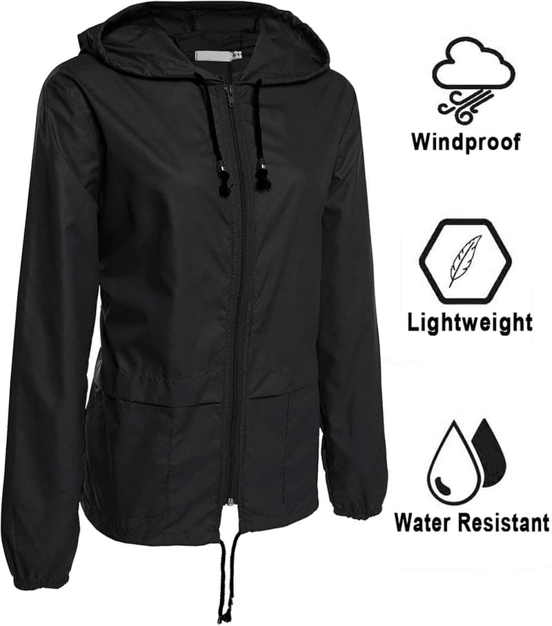 Lightweight Waterproof Packable Raincoat for Women
