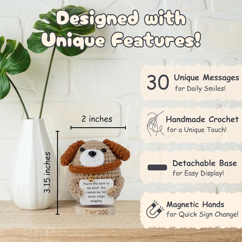 Dog Mom Birthday Gift - Positive Crochet Dog Sign Set