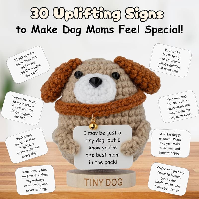 Dog Mom Birthday Gift - Positive Crochet Dog Sign Set