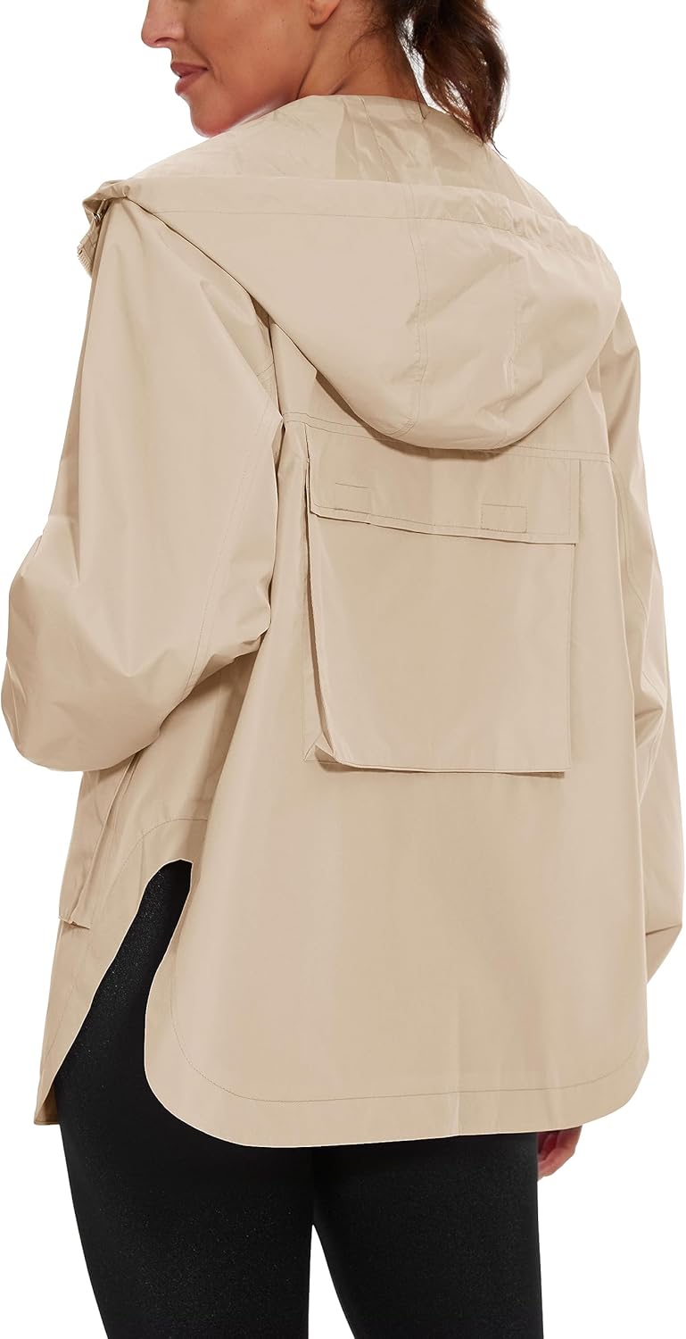 Lightweight Waterproof Hooded Rain Jacket for Women