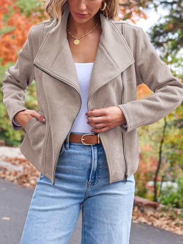 Women's Faux Leather Cropped Coat - Fall Fashion 2025