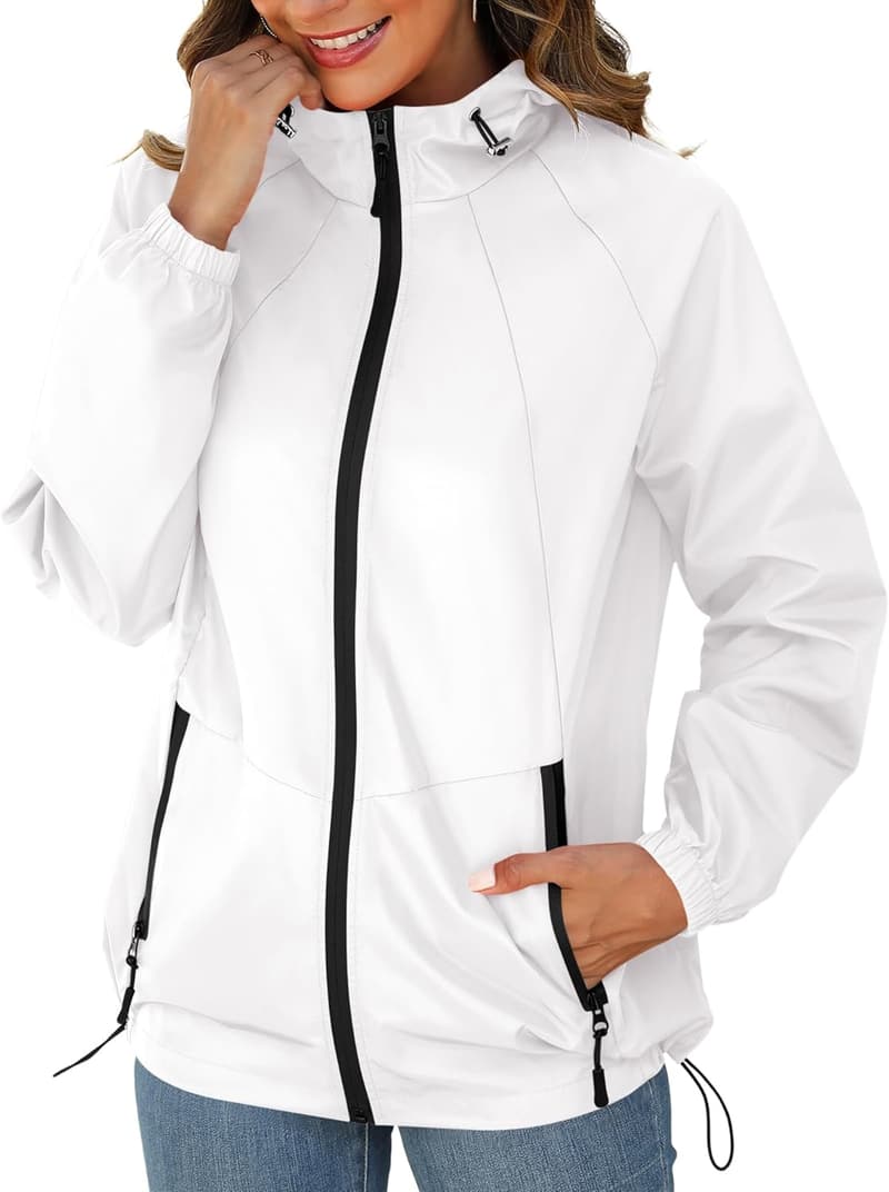 Waterproof Lightweight Packable Rain Jacket for Women