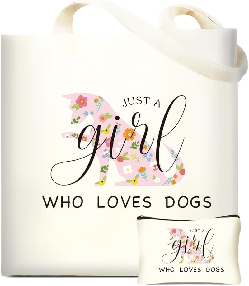 Dog Lover Canvas Tote Bag - Cute Gift for Women