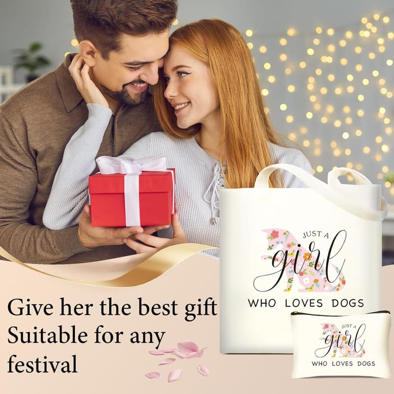 Dog Lover Canvas Tote Bag - Cute Gift for Women