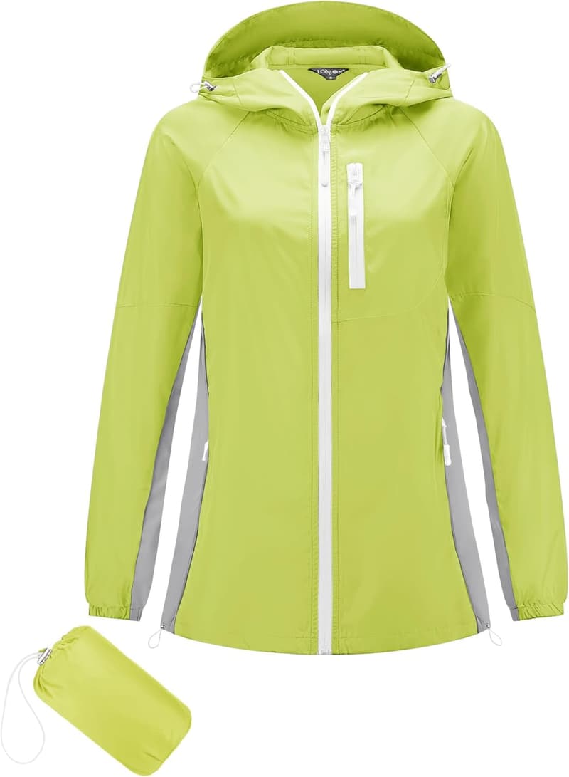 Lightweight Hooded Water-Resistant Rain Jacket for Active Wear