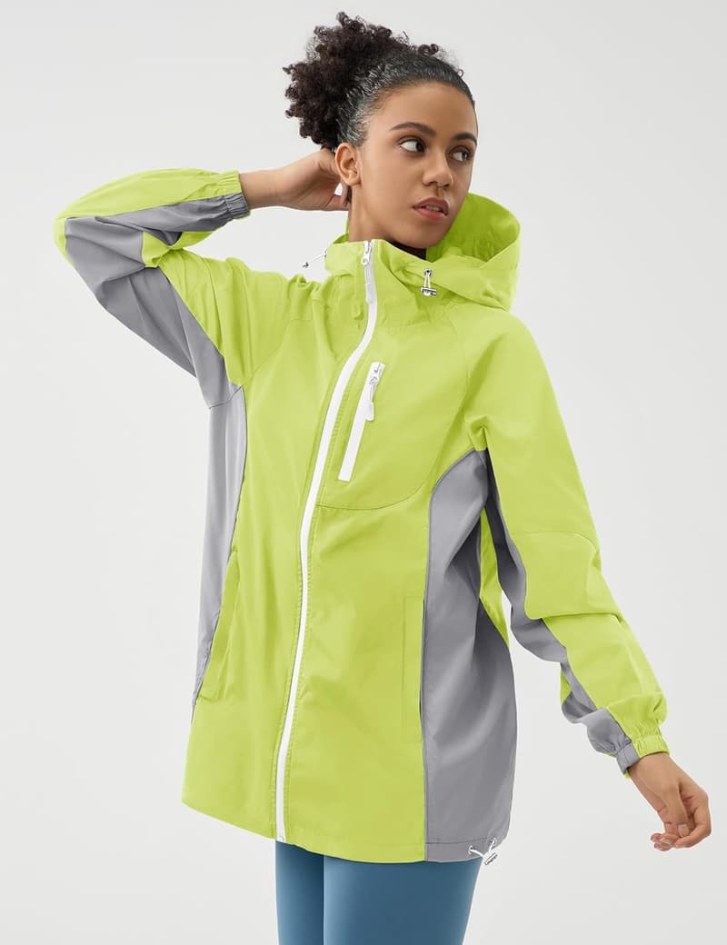 Lightweight Hooded Water-Resistant Rain Jacket for Active Wear