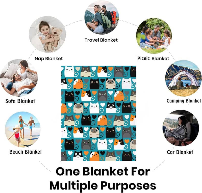 Cozy Flannel Cat Blanket for Cat Lovers - 50