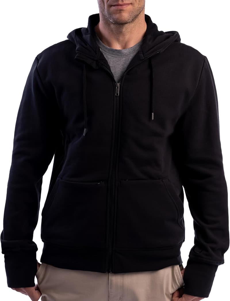 Men's Lightweight Zip-Up Hoodie with 21 Hidden Pockets