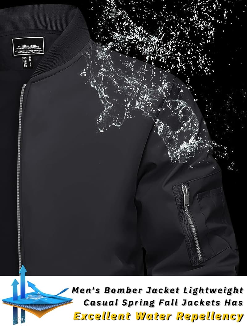 Lightweight Men's Bomber Jacket - Casual Spring/Fall Windbreaker