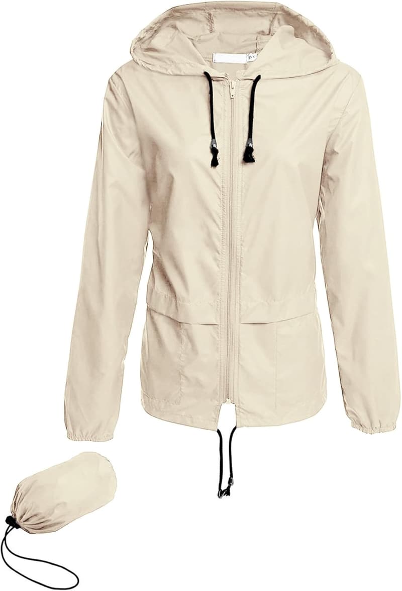 Packable Women's Lightweight Waterproof Rain Jacket
