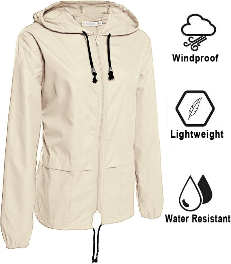 Packable Women's Lightweight Waterproof Rain Jacket