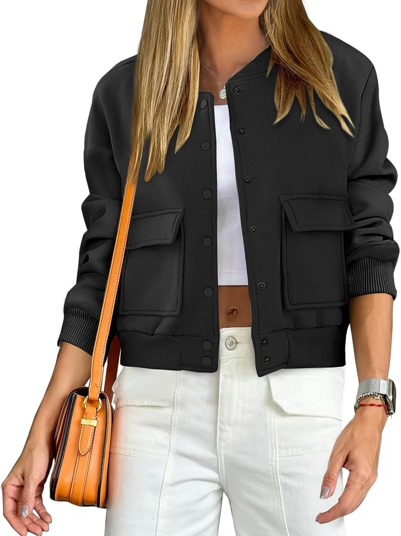 Y2K Women's Cropped Bomber Jacket - Trendy Casual Fashion
