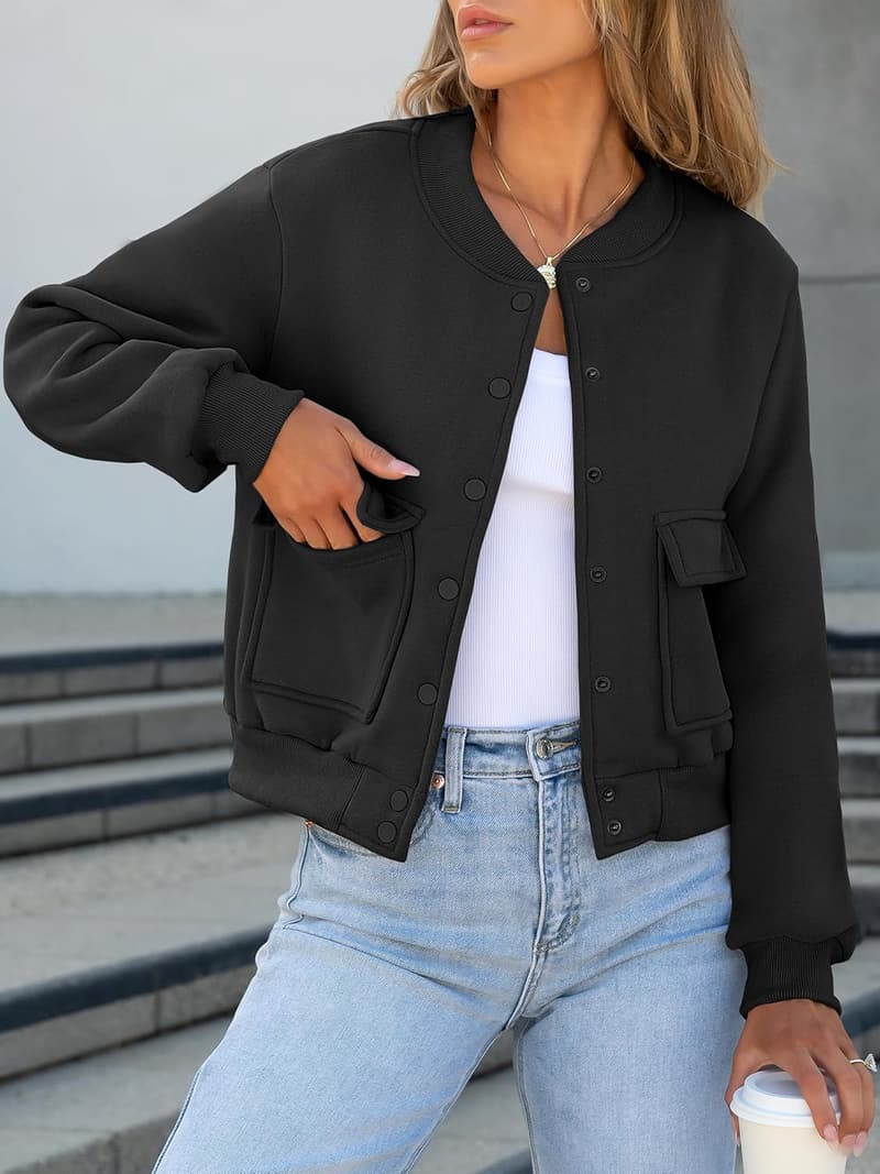 Y2K Women's Cropped Bomber Jacket - Trendy Casual Fashion