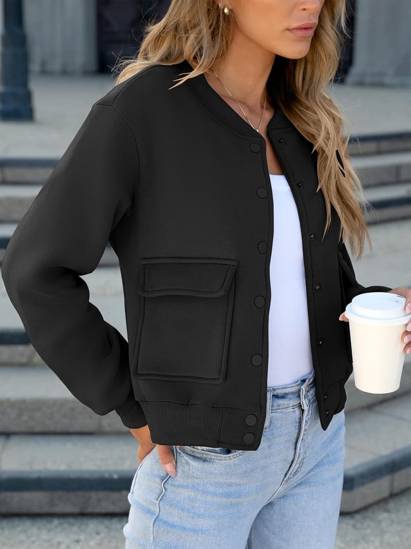 Y2K Women's Cropped Bomber Jacket - Trendy Casual Fashion
