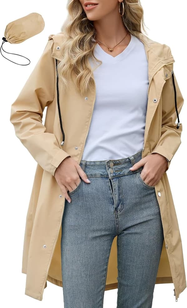 Women's Lightweight Packable Hooded Raincoat