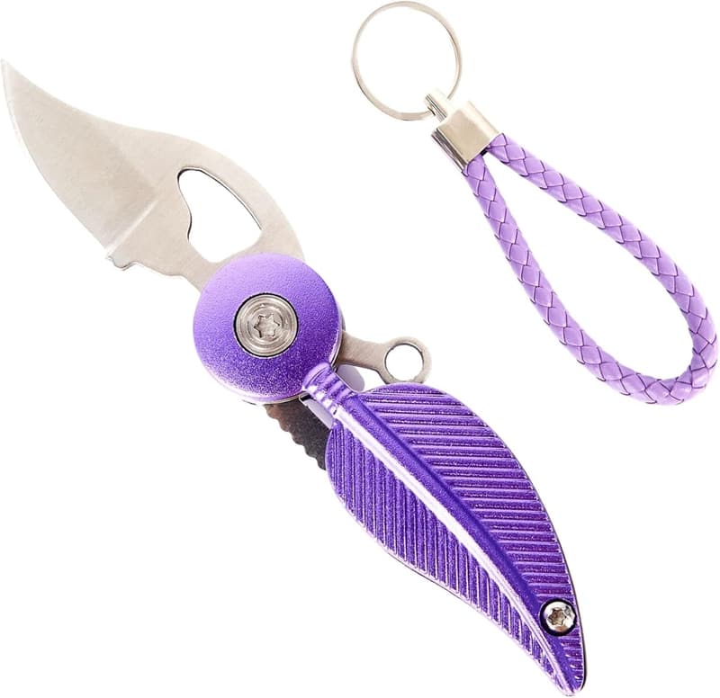 Mini Pocket Knife Keychain - Cool Purple Gadget for Women
